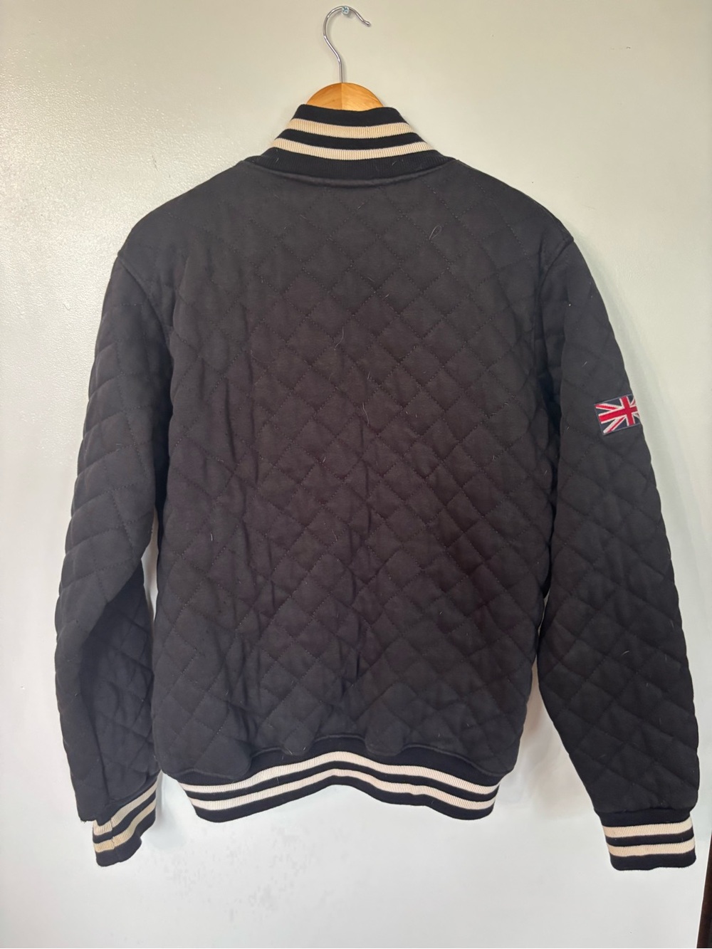 London Quilted Varsity Jacket - Black - Picture 3 of 6